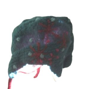 Newari Hand Knit Wool Hat with Earflaps - Turquoise - One Size